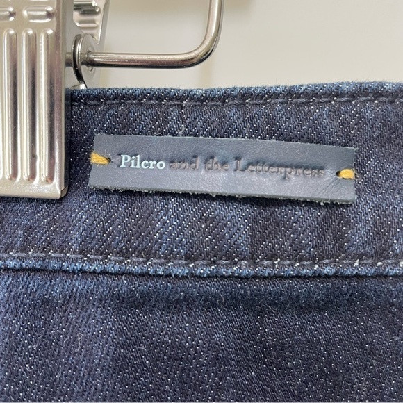 [31] Pilcro & Letterpress Superscript Hi Rise Flare Leg Dark Wash Denim Jean - Picture 9 of 16